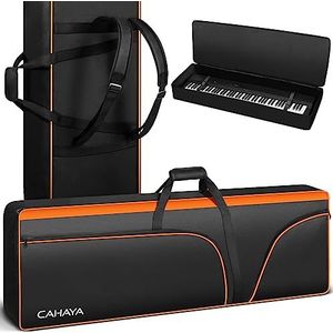 CAHAYA Elektrische toetsenbordtas met 88 toetsen, draagbare zachte tas van 12 mm dik 600D Oxford-weefsel, gevoerde hoes met zijgrepen en verstelbare schouderbanden CY0327