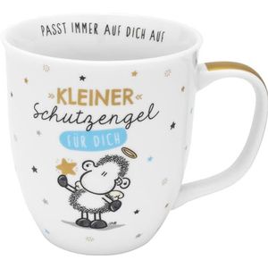 Sheepworld 48971 Mok met motief kleine beschermengel | spreukbeker 40 cl, van porselein, met cadeaulabel | kerstcadeau, Silvster, communie, doop