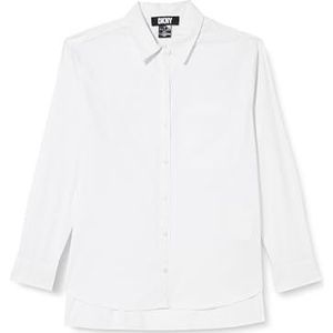 DKNY T-shirt long avec logo pour femme, Blanc/blanc, M