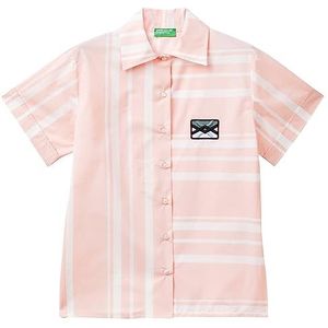 United Colors of Benetton Overhemd 5ulpdq044 Dameshemd (1 stuk), Pastel roze met witte strepen 74 liter