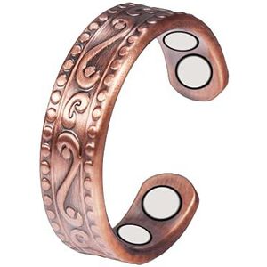 YINOX CPR-0955 koperen magnetische ring voor dames en heren, antieke stijl, verstelbaar, gezond, koper, Koper