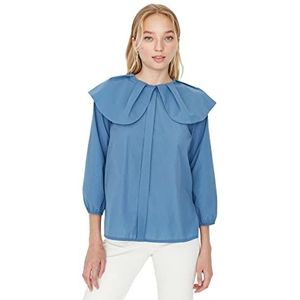 Trendyol Woman Regular Standard Peter Pan Collar Woven Shirt Dames, Lichtblauw, 34, Lichtblauw.