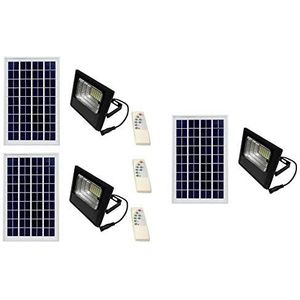 TEMPO DI SALDI 3 x 50 W SMD led-koplamp, wit, met zonnepaneelsensor en afstandsbediening