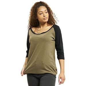 Urban Classics T-shirt (2 stuks) voor dames, olijf/zwart