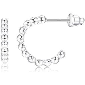 LOLIAS Kleine creolen van 925 sterling zilver voor vrouwen en meisjes, nikkelvrij, hypoallergeen, om te slapen, kraakbeen, huggie, rond, 10 mm