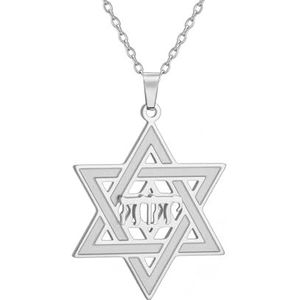 EUEAVAN Tetragrammaton David Yhvh Yhwh Yahweh halsketting Hebreeuwse ster ketting joodse ster ketting bijbel ketting God Naam Joodse sieraden gebeden Chanoeka cadeau voor vrouwen, Roestvrij staal,