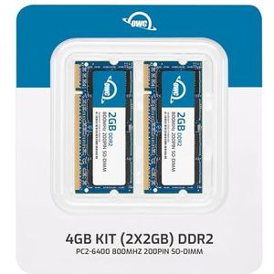 OWC - Upgrade Kit 4GB geheugen - 2x 2GB PC6400 DDR2 800MHz SO-DIMM voor Apple iMac Intel (April 2008), MacBook (wit) 213 GHz (mei 2009) en compatibele pc's
