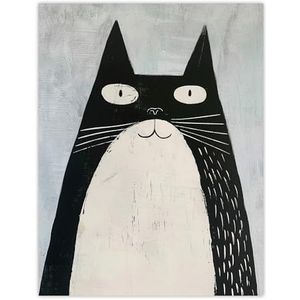 Artery8 Schattig zwart wit smoking kat verliefd huisdier schilderij woonkamer grote muurposter print dik papier 45,7 x 61 cm