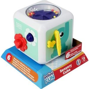 Infini Fun Dobbelsteen, sensorisch speelgoed, textuur, 12 maanden, i20510, lichtblauw en andere kleuren, 12 x 12 x 12 cm