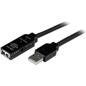 StarTech. com USB-repeaterkabel, 15 m, actieve USB-verlengkabel, USB-verlengkabel, 1 x USB-A-stekker, 1 x USB-A-stekker, 1 x USB-A-bus, zwart