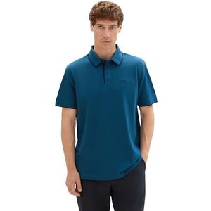 TOM TAILOR 1041872 Basic piqué poloshirt voor heren met logo (1 stuk), 13353 - Moes Blue