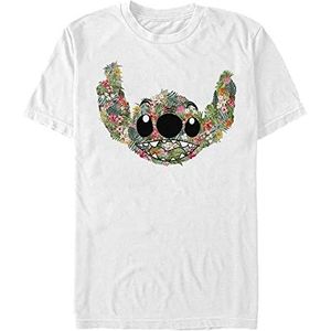Disney Lilo & Stitch Unisex T-Shirt Bloemen Organic Korte Mouw Wit S, Weiss