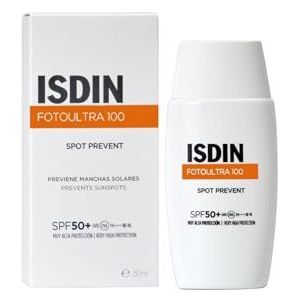 ISDIN BE FotoUltra 100 Spot Prevent Fusion Fluid SPF50+, 50 ml, voorkomt zonnevlekken, voor mensen die gevoelig zijn voor zonnevlekken