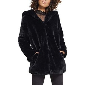 Urban Classics Teddy jas pluche mantel van teddy fleece - dames capuchon teddy coat dames parka (1-Pack), Zwart, L