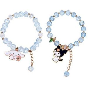 Roffatide Anime Cinnamoroll Crystal Beads armband Kawaii Kuromi Parel Armbanden Set Schattig Cartoon Elastic Beaded Pearl Armbanden Anime Sieraden voor Meisjes Vrouwen Bff Friendship Gift, Gelegeerd