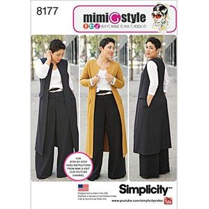 Simplicity Patron 8177 Mimi G Style broek, mantel of vest en gebreide top voor vrouwen en grote maten, papier, wit, 22 x 15 x 1 cm