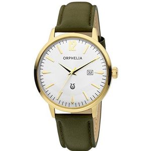 Orphelia Herenhorloge Zoom, analoog, kwarts, leer, Groen, Riem