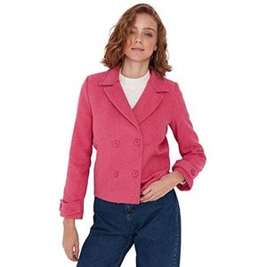 Trendyol Damesjas met reverskraag, effen, fuchsia, 62, Fuchsia