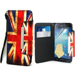 Accessory Master Beschermhoes van leer voor Samsung Galaxy S4 Mini i9190, met displaybeschermfolie, UK-vlag