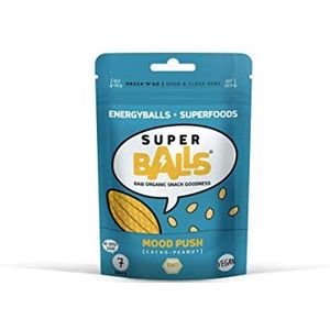 Superballs Mood Push CacaoPeanut 50 g, 100 natuurlijke ballen van Date Not, met veganistische biologische edelvezels, voor sport en onderweg, 7 stuks