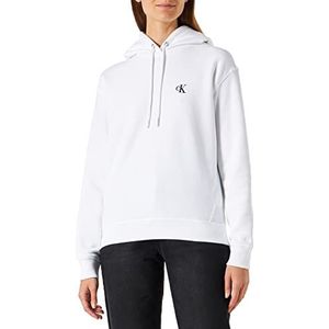 Calvin Klein Jeans Ck geborduurde hoodie voor dames, Helder Wit