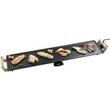 Bestron Plancha/Teppanyaki Elektrische kookplaat XXXL met antiaanbaklaag, voor maximaal 10 personen, extra lang grilloppervlak, 2000 watt, kleur: zwart