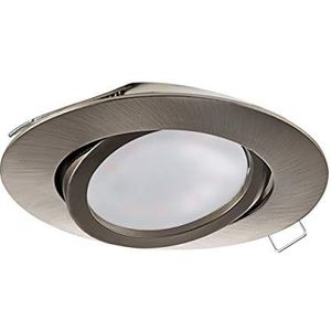 EGLO Inbouwspot Tedo, spot van gegoten aluminium in nikkel-mat, inbouwlamp met GU10-fitting, inclusief LED-lampen, inbouwspot plat, draaibaar, Ø 8 cm