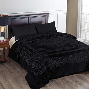 JML Zware Koreaanse nertsen fleecedeken voor kingsize bed, 216,7 x 241,3 cm, 4,1 kg, eenvoudige dikte, zacht en warm, dikke Raschel bedrukte nertsdeken voor herfst, winter, bed,
