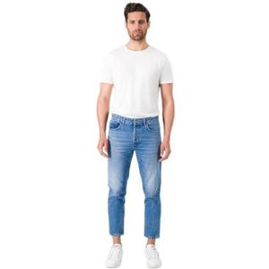 Teddy Smith Pantalon Coupe étroite Dad Cropped, Bleu Indigo Clair, 40