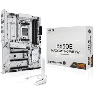 ASUS B650E MAX GAMING WIFI W, moederbord AMD ATX, 8+2+1 voedingsfasen, DDR5-slot, PCIe 5.0, 3 M.2-sleuven, Wi-Fi 6E, Realtek 2,5 Gb, DisplayPort, HDMI, USB-A en USB-C 10 Gbps, Aura Sync