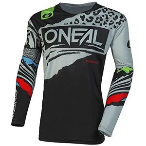 O'NEAL | Motorcross shirt met lange mouwen | MX Enduro DH FR Downhill Freeride | Atletische pasvorm, sneldrogend, mouwen zonder manchetten | Mayhem Youth Jersey HEXX V.23 | Kinderen, zwart/grijs.