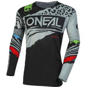 O'NEAL | Motorcross shirt met lange mouwen | MX Enduro DH FR Downhill Freeride | Atletische pasvorm, sneldrogend, mouwen zonder manchetten | Mayhem Youth Jersey HEXX V.23 | Kinderen, zwart/grijs.