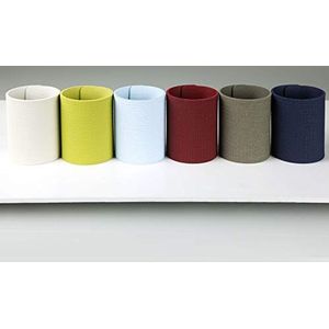 Dag Style - Set van 6 handdoekhouders in ring op kleur gesorteerd Eco Jute, hemelsblauw, ijs, groen, blauw, wijnrood, grijs