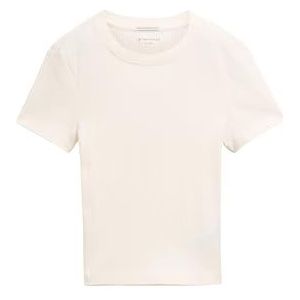 TOM TAILOR 1044874 Basic T-shirt voor kinderen met geribbelde structuur voor meisjes, 10348 - Gardenia White, 140