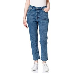 Tom Tailor Denim Lotte Slim Straight Jeans voor dames, Used Mid Stone Blue Denim