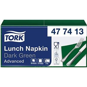 Tork Soft Lunchservet Donkergroen, 1/4 gevouwen, 3-laags, 33 x 33 cm, 10 x 150 servetten, 477413