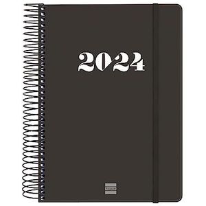 Finocam - Agenda 2024, spiraalbinding,1 dag per pagina, januari 2024 - december 2024 (12 maanden), ""My"", zwart, Franse versie