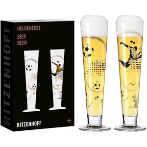 RITZENHOFF 6271001 bierglazen, set van 2, 330 ml, serie Heldenfest met voetbalmotieven, meerkleurig, Made in Germany
