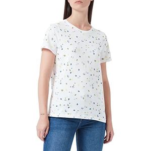 TOM TAILOR t-shirt dames, 30386 - klein bloemenpatroon in gebroken wit