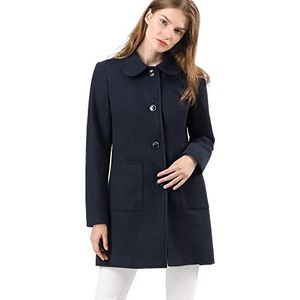 Allegra K Dames winter trenchcoat met klapkraag, Blauw