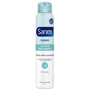 SANEX - Deodorant Anti-transpiratie Spray Dermo Active Freshness - Bescherming tegen sporen en geuren 48 uur - Herstelt de pH-waarde van de huid - Voor een gezonde huid - Dermatologisch getest - 6 x