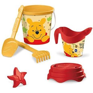 Mondo 28680 Disney Winnie Bucket strandset Renew Toys met emmer, schep, hark, zeef, vorm, gieter inclusief, meerkleurig, 17 cm