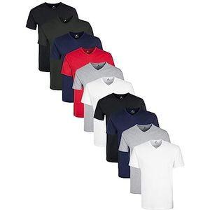 Lower East Le156 T-shirt voor heren (5 stuks), wit/lichtgrijs/rood/donkerblauw/donkergroen/zwart