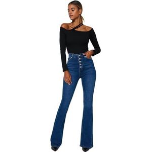 Trendyol Jeans Évasés Taille Normal Femme, bleu, 38