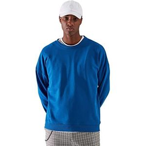 Trendyol Oversize sweatshirt uni ronde hals trainingspak heren indigo, L, Indigo