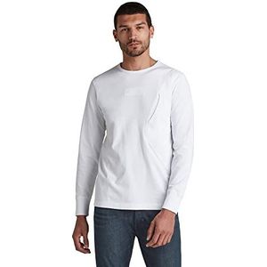 G-STAR RAW Pocket Long Sleeve T-shirt voor heren, wit (wit C784-110), S, wit (wit C784-110)