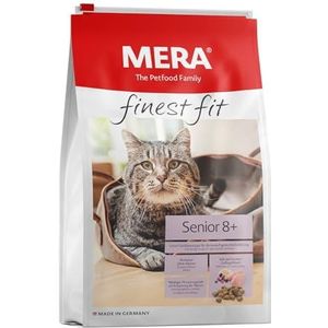 MERA Finest fit Senior 8+, Droogvoer voor katten vanaf 8 jaar, droog voer op basis van vers gevogelte en rijst, gezonde voeding met glucosamine, zonder suiker (4 kg)