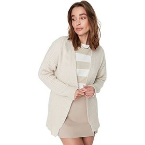 Trendyol Trendyol Dames gebreid vest met reverskraag standaard sweater dames (1 stuk), Steen