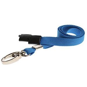 Schouderband voor identiteitskaarten, met metalen clip en veiligheidsopening voor personeel, leraren, verpleegkundigen (1 x blauw)
