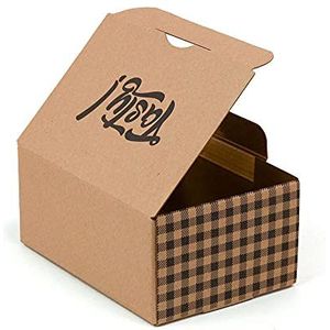 Only Boxes, 100 stuks kartonnen dozen, eco-levensmiddelen, Take away, box met deksel, binnenvoering olie- en vetafstotend, papier